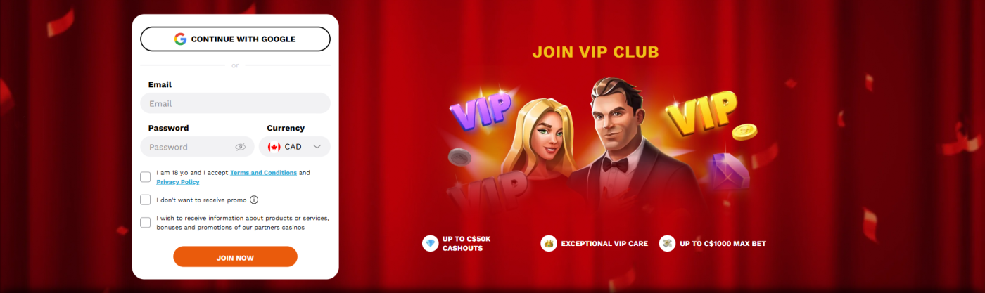 LevelUp Casino banner Join VIP Club